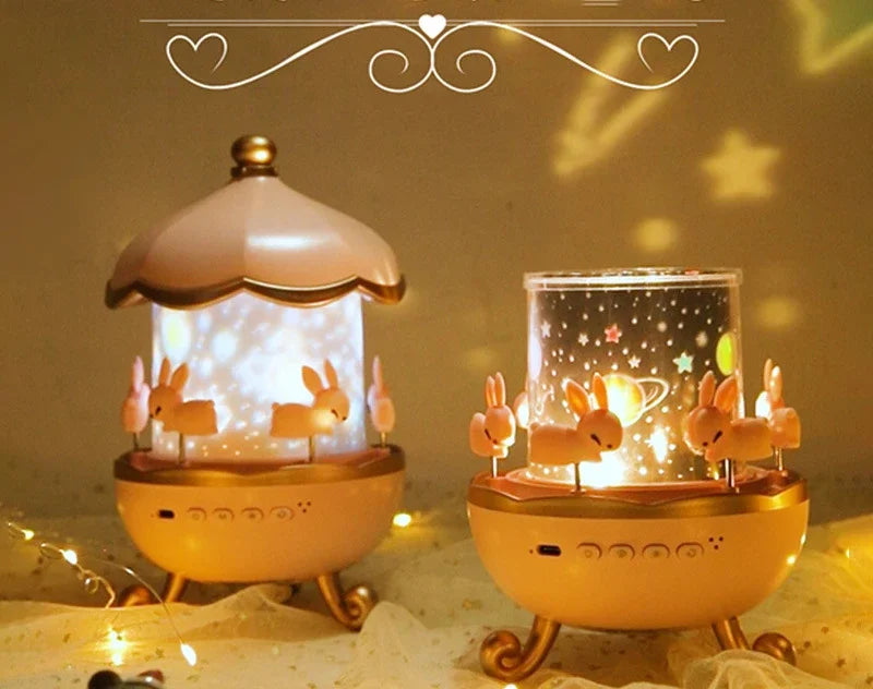 Star sky projection, small night light, carousel, horse, remote control, bluetooth audio, beautiful birthday gifts, night lamps