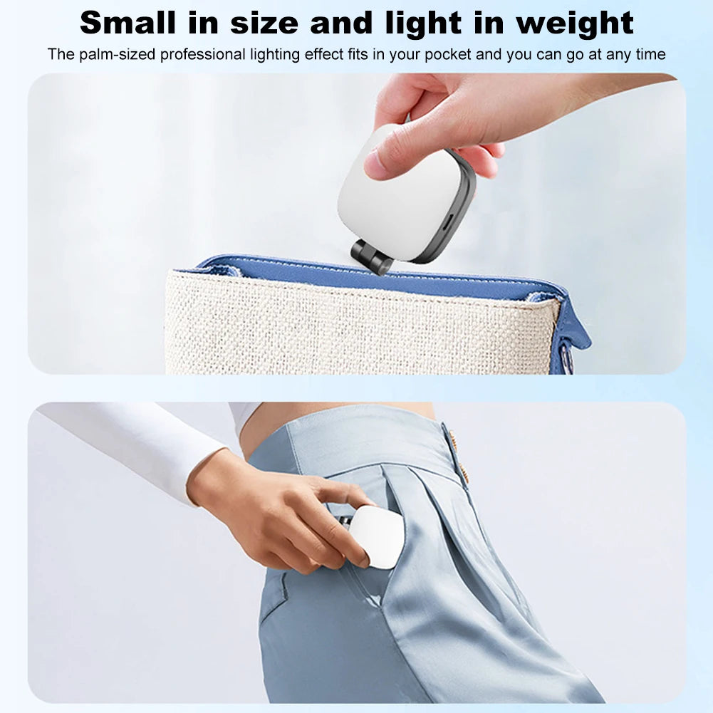 Magnetic Phone Selfie Light Mobile Phone Fill Light with Mirror Pocket Light Folding LED Phone Fill Light for Makeup Photography