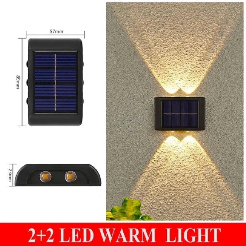 Solar Fence Lights Outdoor Wall Sconce Light LED Up and Down Waterproof Dusk to Dawn Lighting for Deck Stair Patio Yard