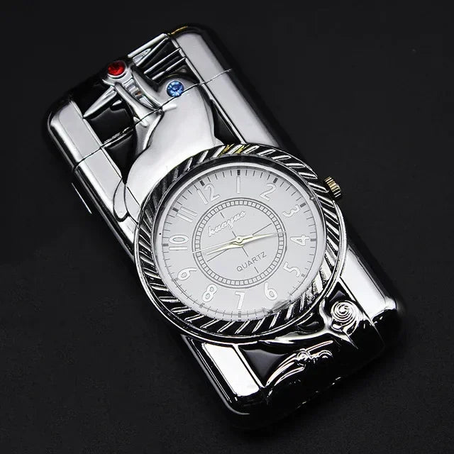 Gecko Shape Quartz Clock Lighter, Compact Gas Lighter, Butane Jet Torch, Cigarette Cigar, Direct Fire Lighter, Men's Gift
