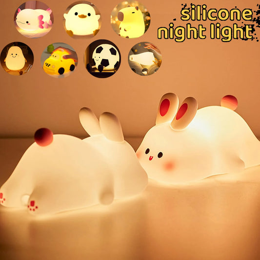 Soft Silicone Night Light - USB Rechargeable Touch Control 3-Level Dimmable Bedside Lamp for Nursery, Kids, Babies & Gift Decor