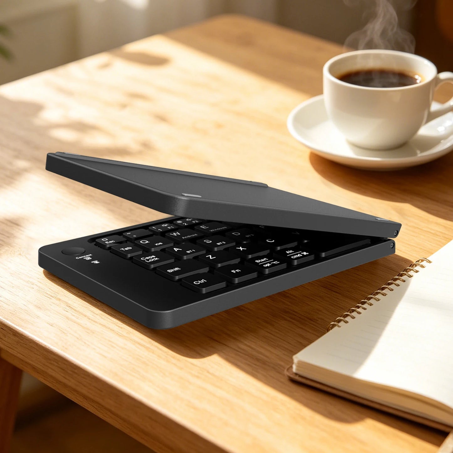 Portable BT Key Pad Magnetic Lock Ultra-Thin Folding Keyboards Type-C Charging Travel Wireless Keyboards for Smartphone/Tablet