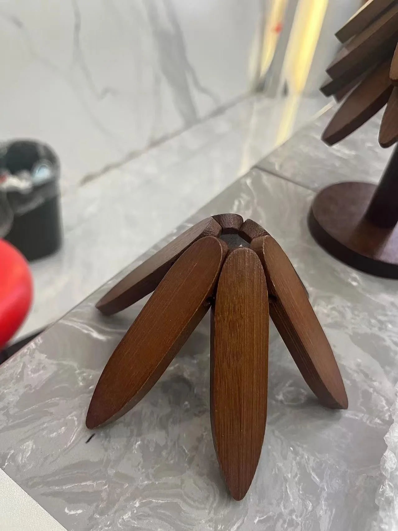 Bamboo Creative Walnut Colored Tree Insulation Mat Christmas Tree Insulation Table Mat, Home Cup Mat Clay Pot Mat New Year