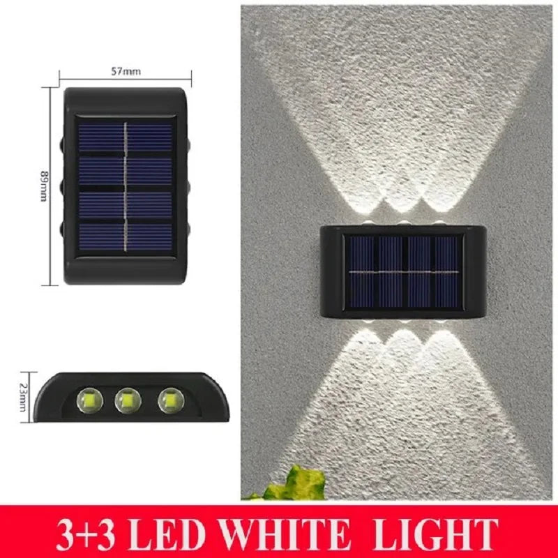 Solar Fence Lights Outdoor Wall Sconce Light LED Up and Down Waterproof Dusk to Dawn Lighting for Deck Stair Patio Yard