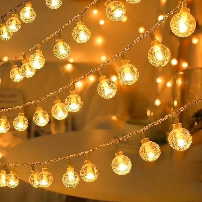 134 LED Bubble Ball String Lights Golden Glow Battery/USB Operated Indoor Fairy Lights for Wedding Holidays New Year Decorations