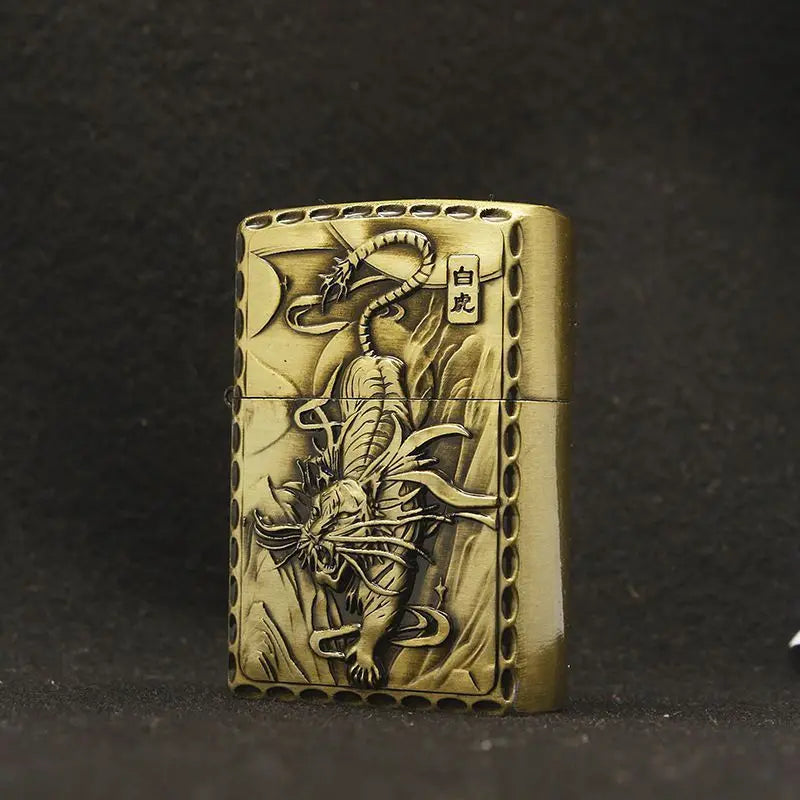 New Creative Embossed Grinding Wheel Fuel Lighter, Classic Windproof Lighter, Cigarette Accessories, Men's Gift