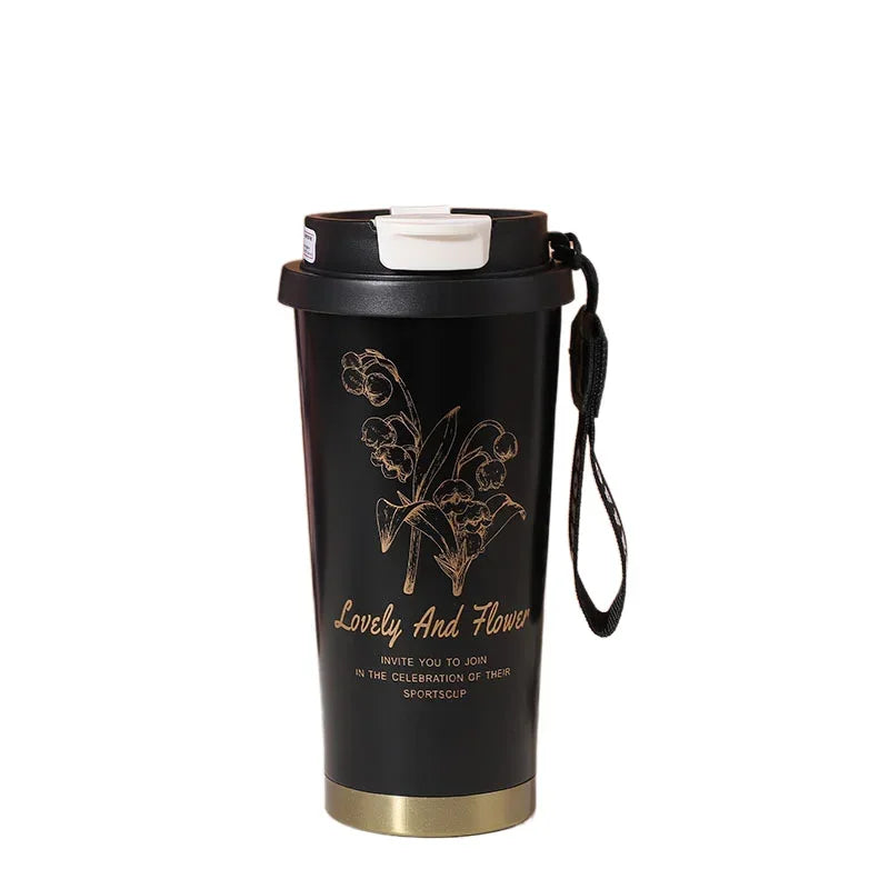500ml Stainless Steel Double Wall Vacuum Insulated Travel Mug with Portable Thermal Coffee Cup, Double Drink Coffee Thermos Cup