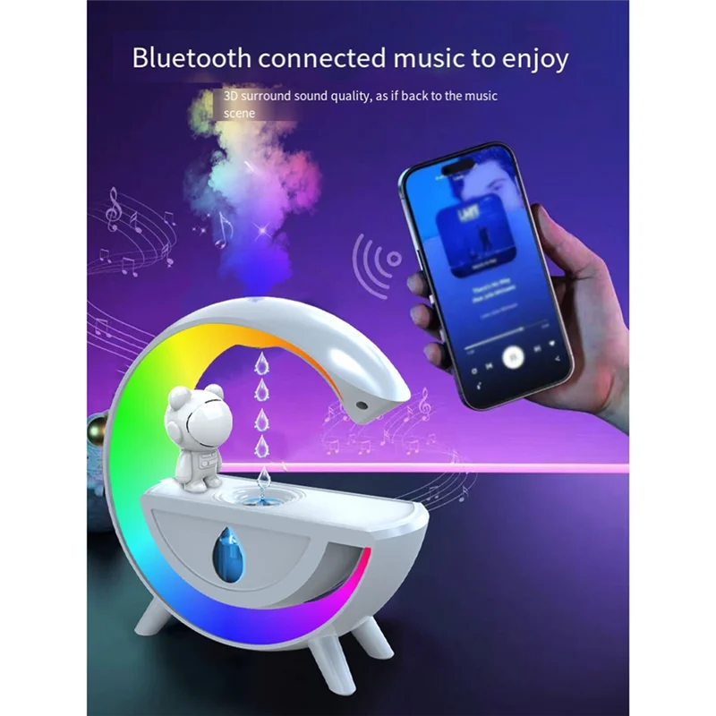 Anti-Gravity Air Humidifier RGB Light Ultrasonic Humidifier White With Bluetooth 5.0 Speaker For Home Office