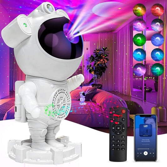 Bluetooth Astronaut Voice-controlled Projection Light, USB Full-color Star-Moon White Noise Spaceman RGB Starry Sky Ambient Ligh