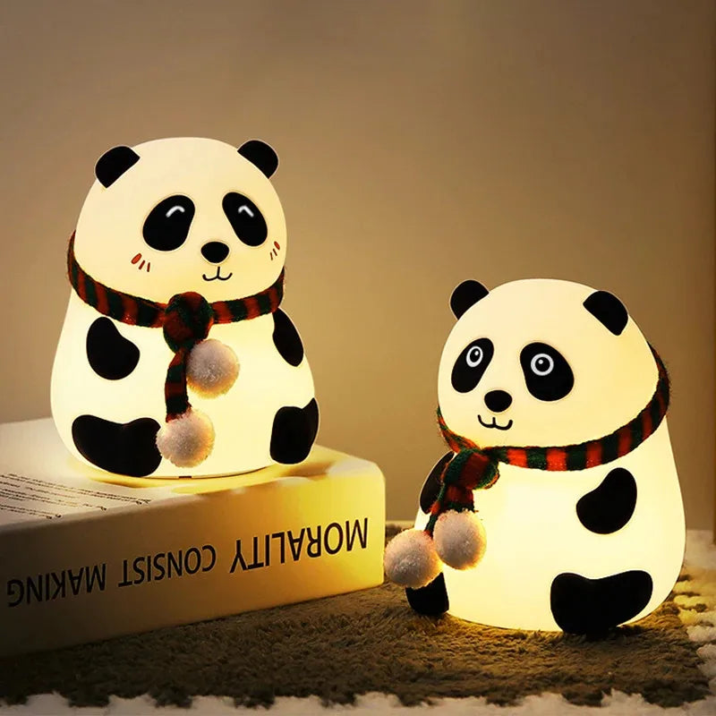 Cute Panda Night Light Silicone Nursery Sleeping Lamp Touch Control Nightlights USB Rechargeable Table Lamp for Baby Child
