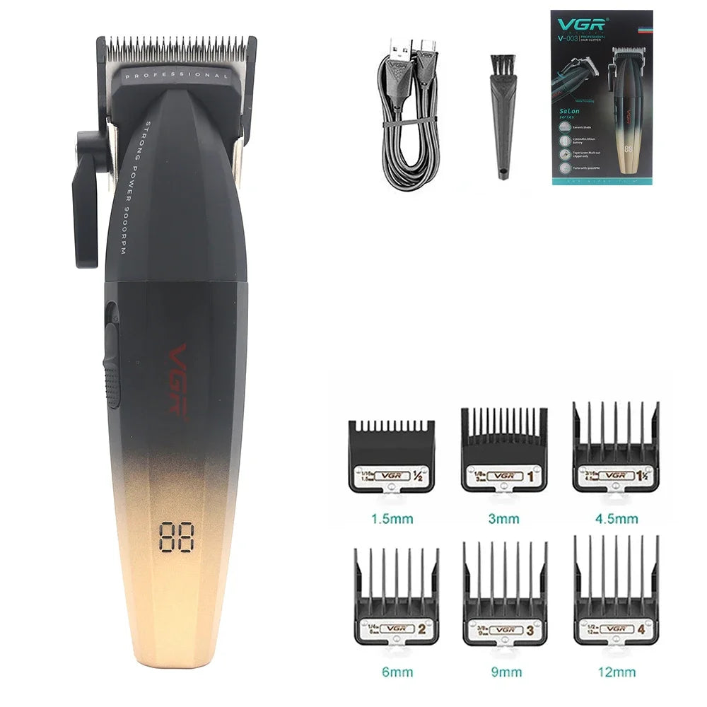 VGR Professional Shaver with DLC Blades, Full Metal, USB Rechargeable, and LED Display for Men