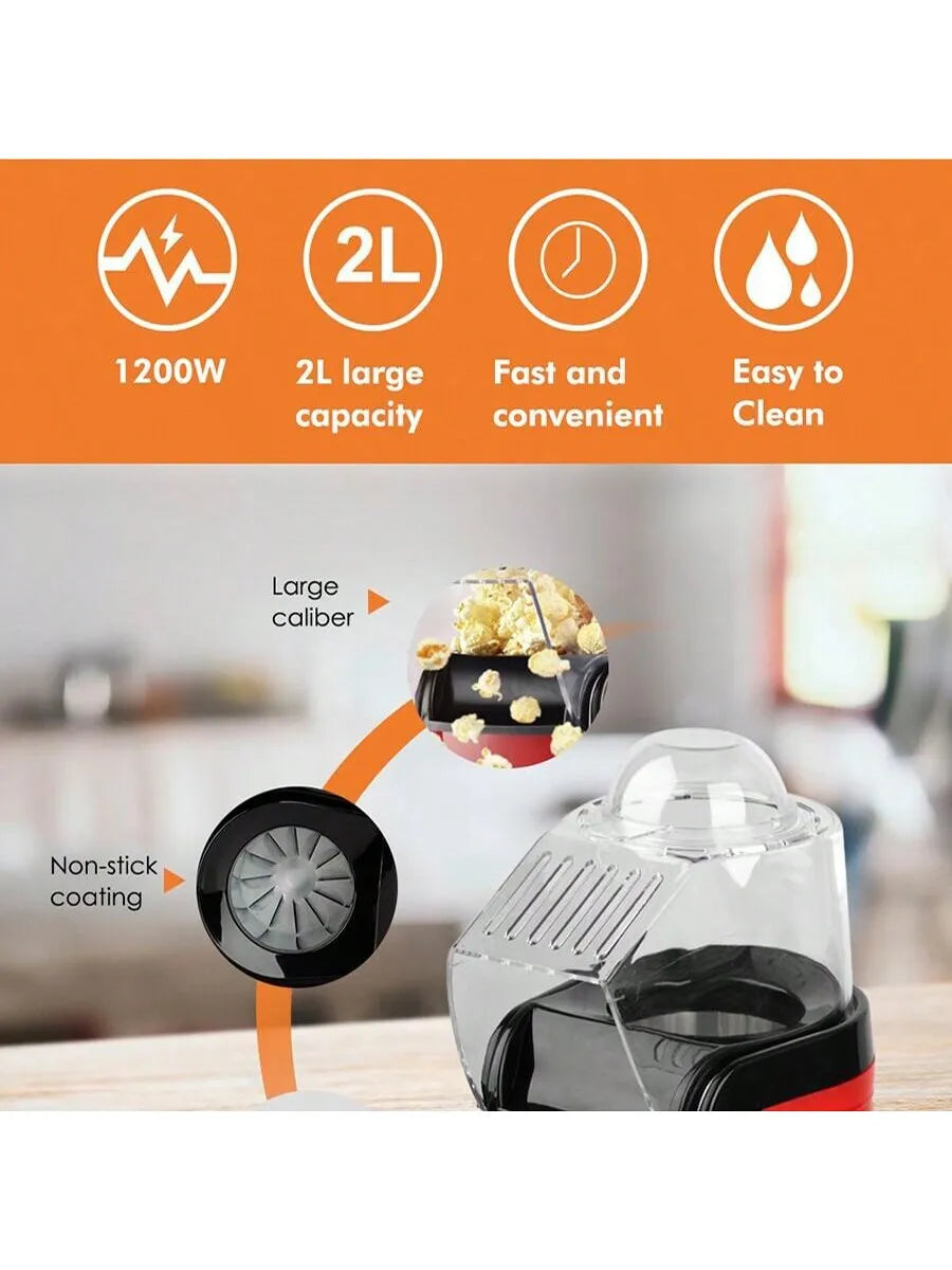 Popcorn machine, automatic popcorn machine, mini healthy homemade popcorn, 220-240 v, no oil required, for parties, camping and