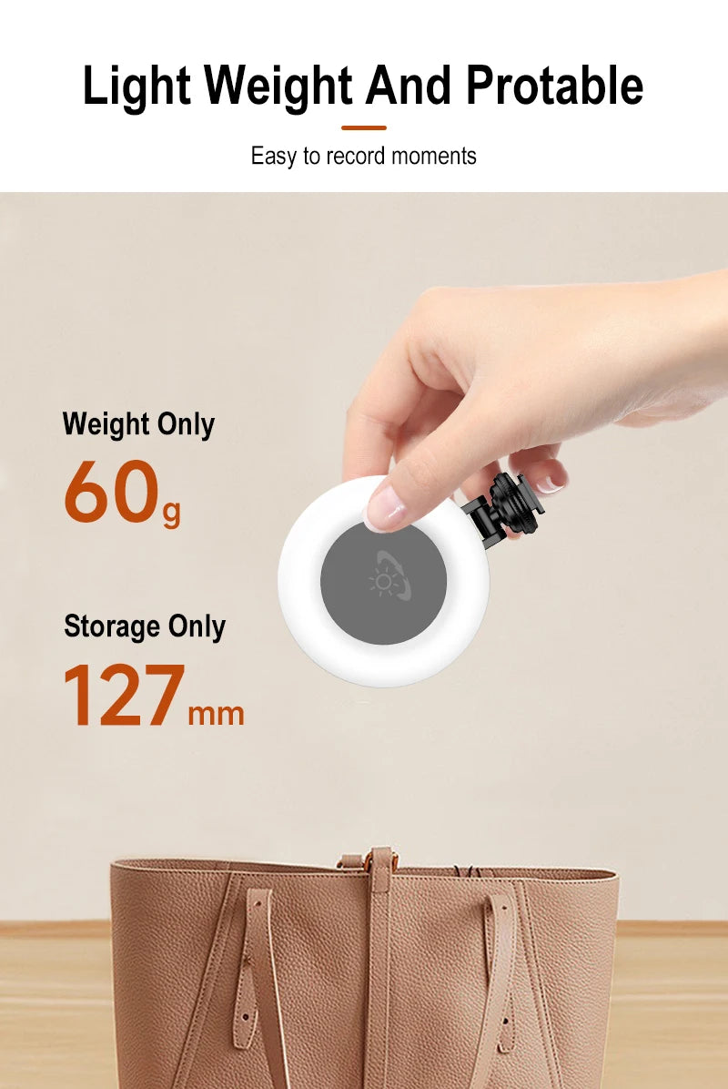 Portable Fill Light for Selfie Stick All Round Rotation Multi Ports for 1/4 Screw Cameras Magic Arm Live Broadcast Mobile Phone