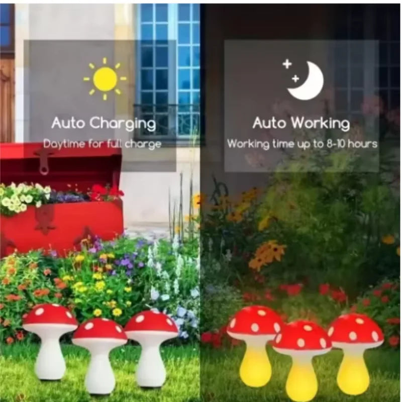 8-Piece LED Garden Mushroom Lights, Solar-Powered Outdoor Landscape Lights, Lawn & Garden Pathway Decorative Lights