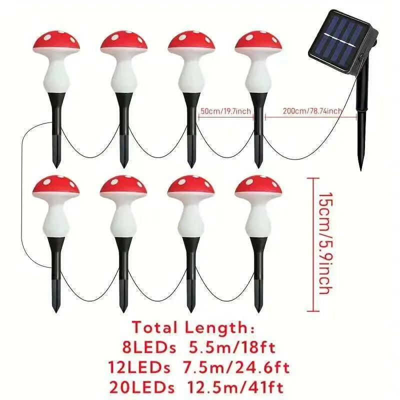 8-Piece LED Garden Mushroom Lights, Solar-Powered Outdoor Landscape Lights, Lawn & Garden Pathway Decorative Lights