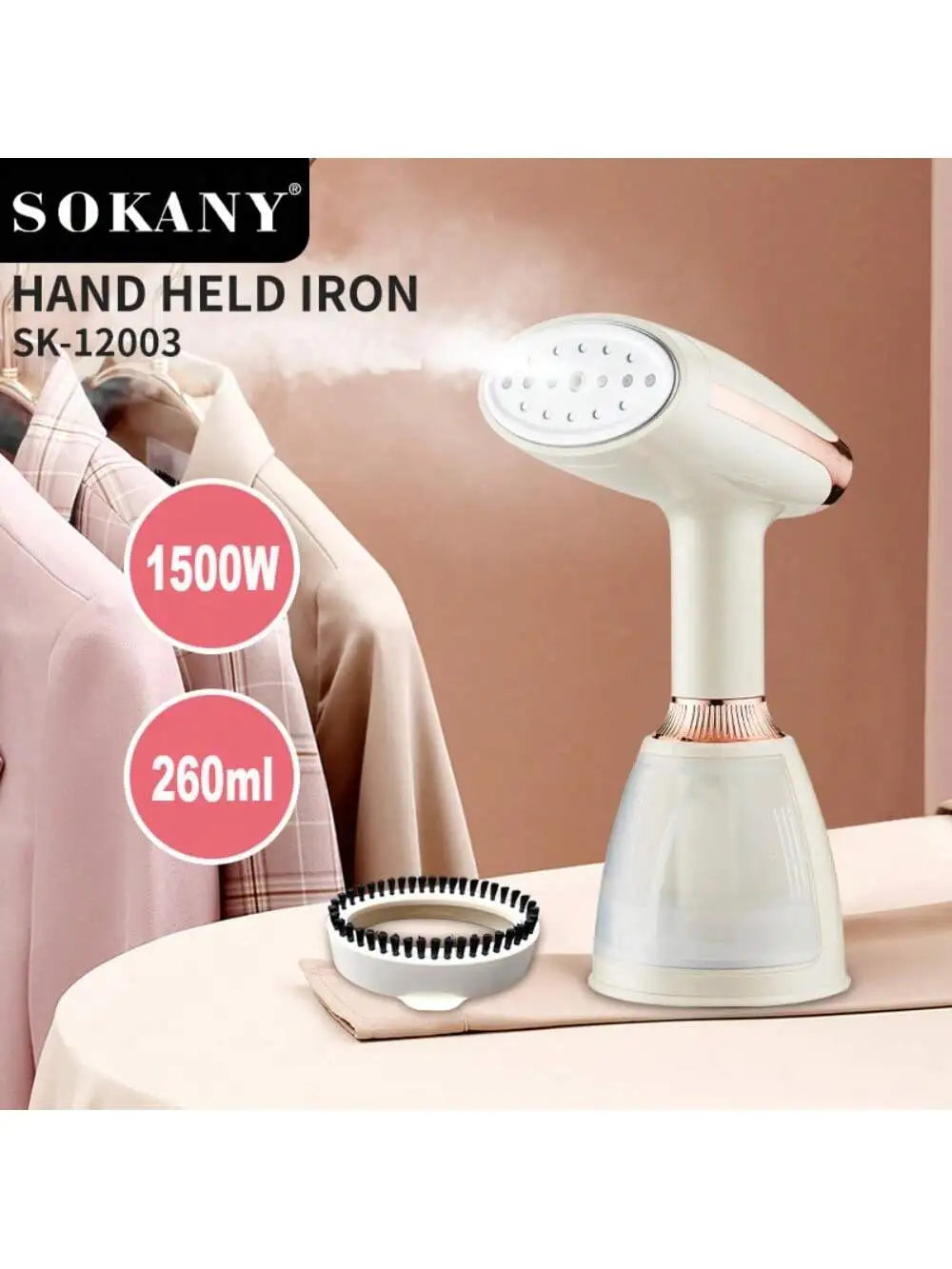 SOKANY12003 Home Multifunctional Ironing Brush, Steam Brush, Handheld Steamer, 1500W High Power, Rapid Heating