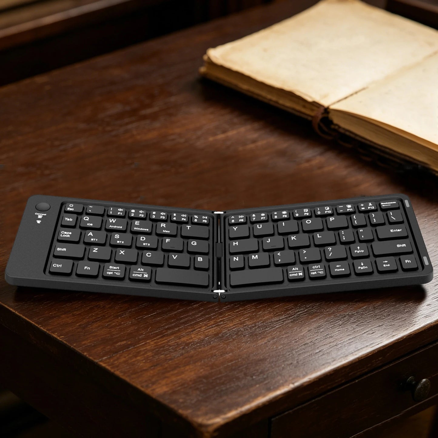 Portable BT Key Pad Magnetic Lock Ultra-Thin Folding Keyboards Type-C Charging Travel Wireless Keyboards for Smartphone/Tablet