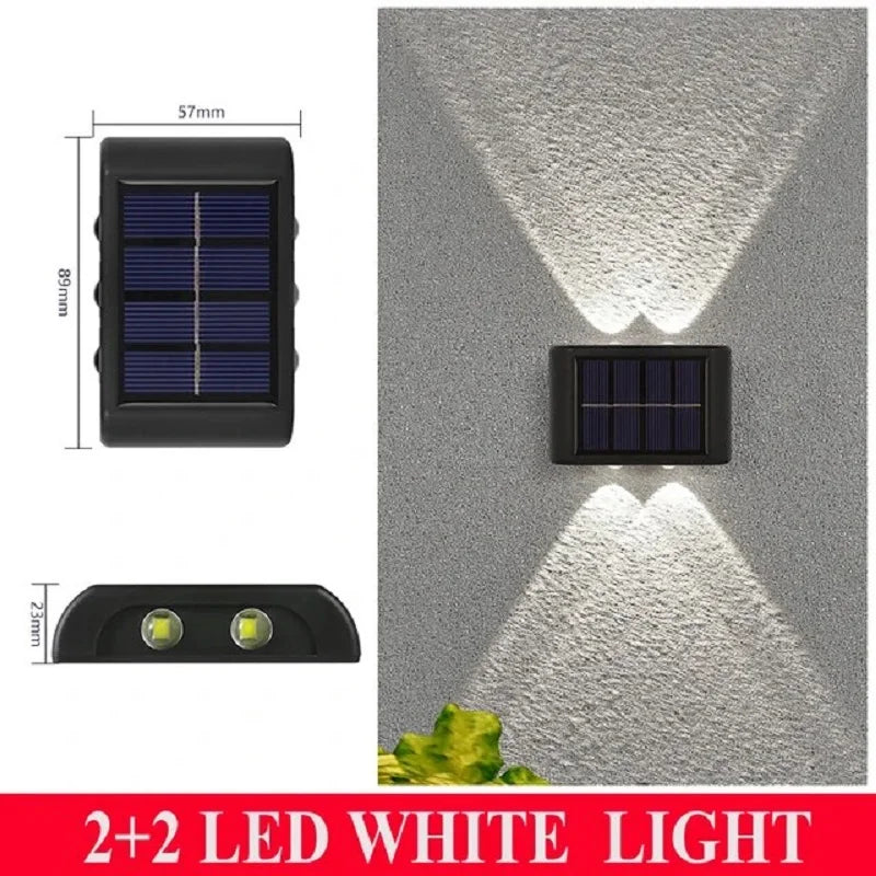 Solar Fence Lights Outdoor Wall Sconce Light LED Up and Down Waterproof Dusk to Dawn Lighting for Deck Stair Patio Yard