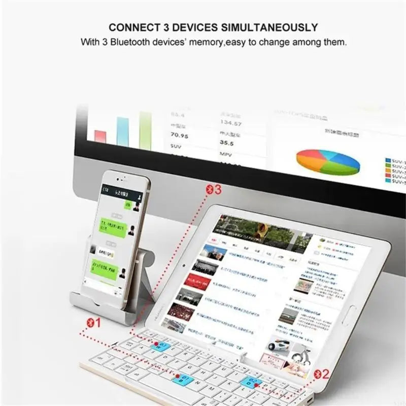 N1HD Folding Bluetooth-compatible Keyboard Wireless Keypad with Stand Efficiency in the Workplace Fast &Accurate Input