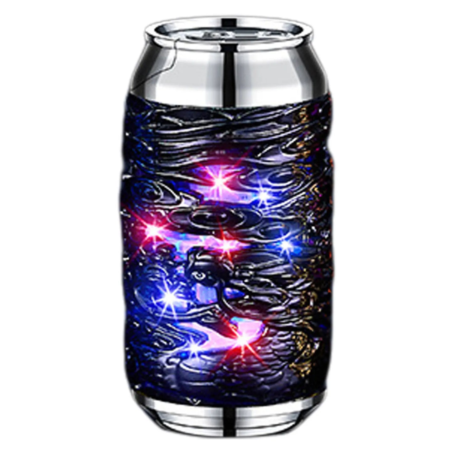 Windproof Straight Red Flame Butane Inflatable Lighter 3D Relief Dragons Lighter with Colorful Light