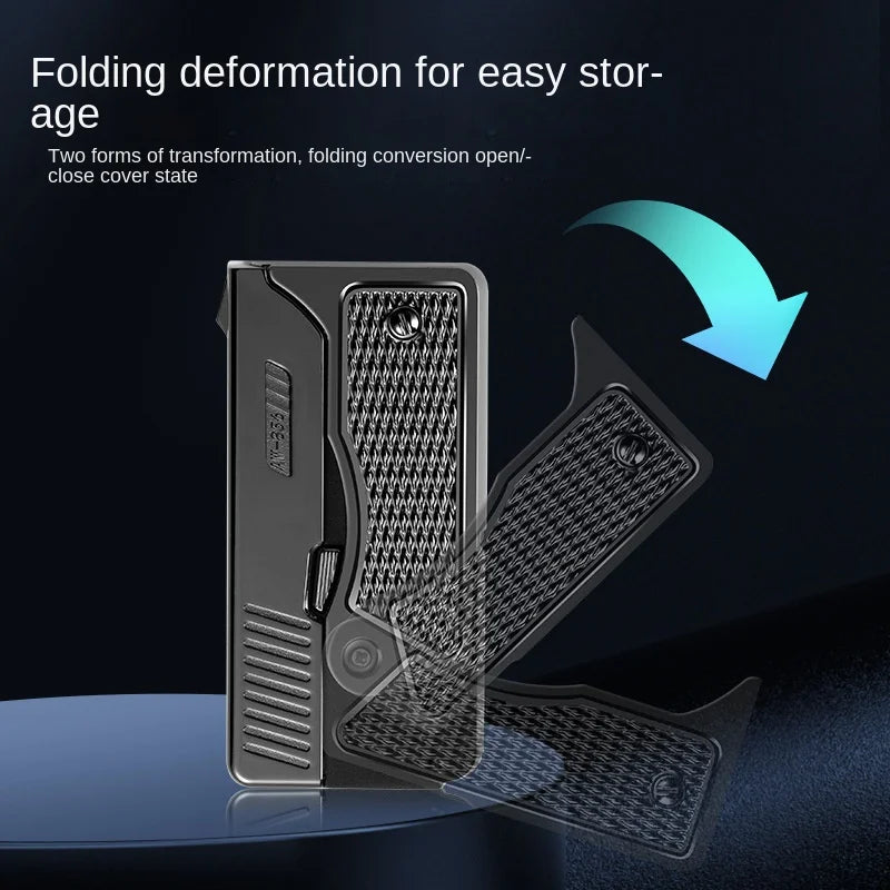 Creative Folding Gun Type Gas and Electric Lighter, USB Rechargeable, Windproof Direct Flush Lighter, Men's Cigarette Lighter