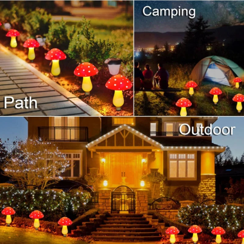 8-Piece LED Garden Mushroom Lights, Solar-Powered Outdoor Landscape Lights, Lawn & Garden Pathway Decorative Lights