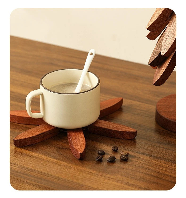 Bamboo Creative Walnut Colored Tree Insulation Mat Christmas Tree Insulation Table Mat, Home Cup Mat Clay Pot Mat New Year