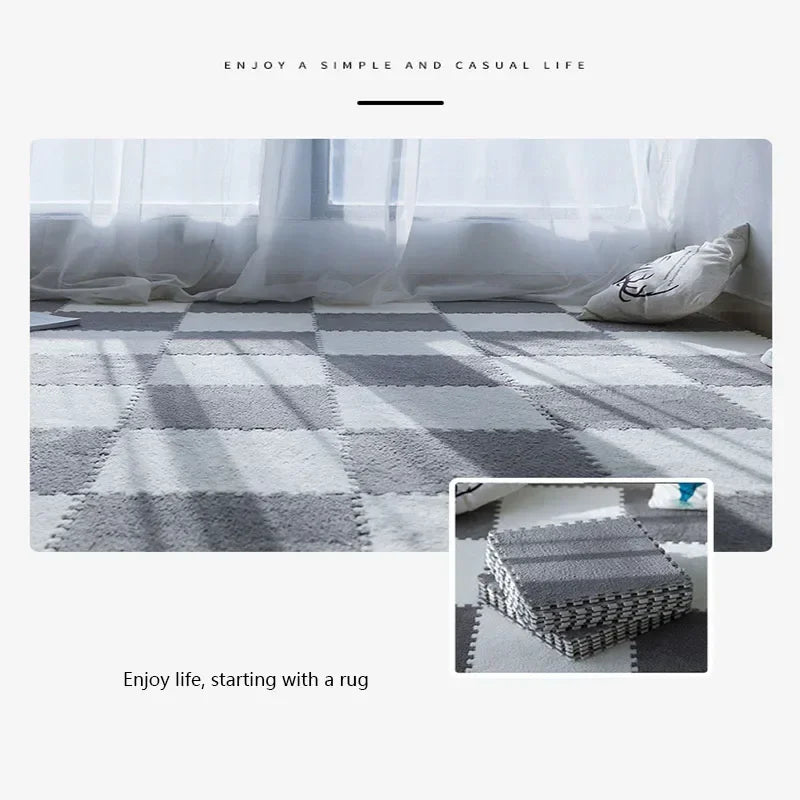 30*30cm Plush Rugs Bedroom Bedside Patchwork Carpets Window Cushion Ins Style Foam Cushion Cut Remove and Wash Patchwork Mats