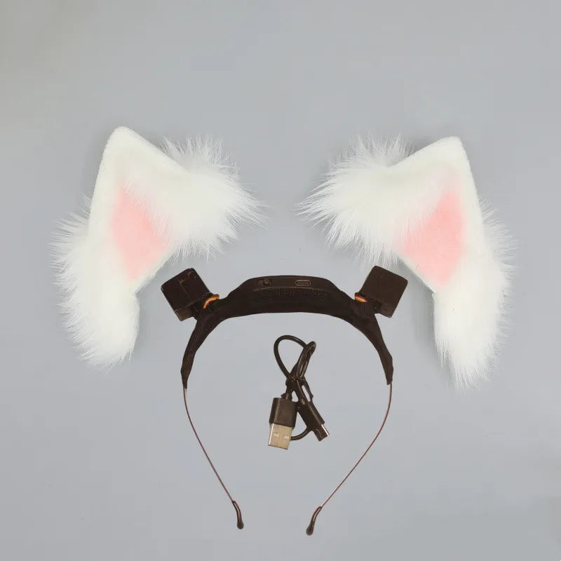 Rechargable Electric Moving Cat Ear Hairband Girl Gift Cosplay Props Carnival Halloween Club Masquerade Party Headwear