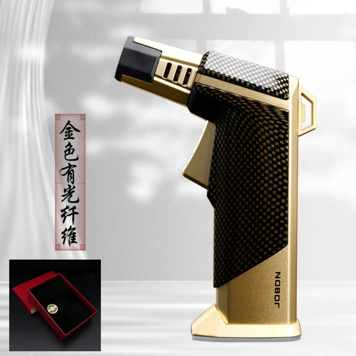 New JOBON Strong Blue Flame Spray Gun Inflatable Lighter Fire Lock Anti Slip Base Gas Lighter Outdoor BBQ Kitchen Cigar Lighters