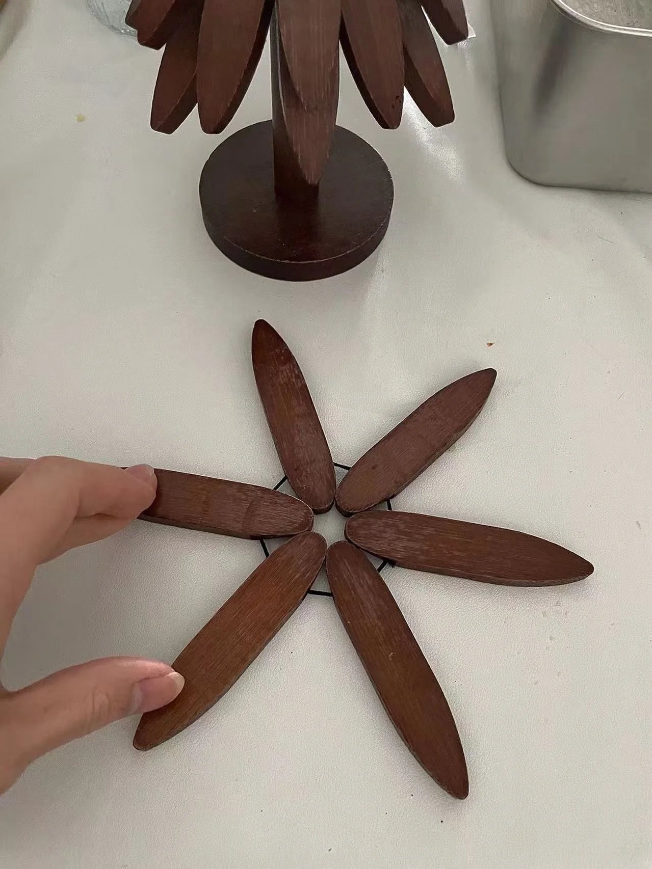 Bamboo Creative Walnut Colored Tree Insulation Mat Christmas Tree Insulation Table Mat, Home Cup Mat Clay Pot Mat New Year