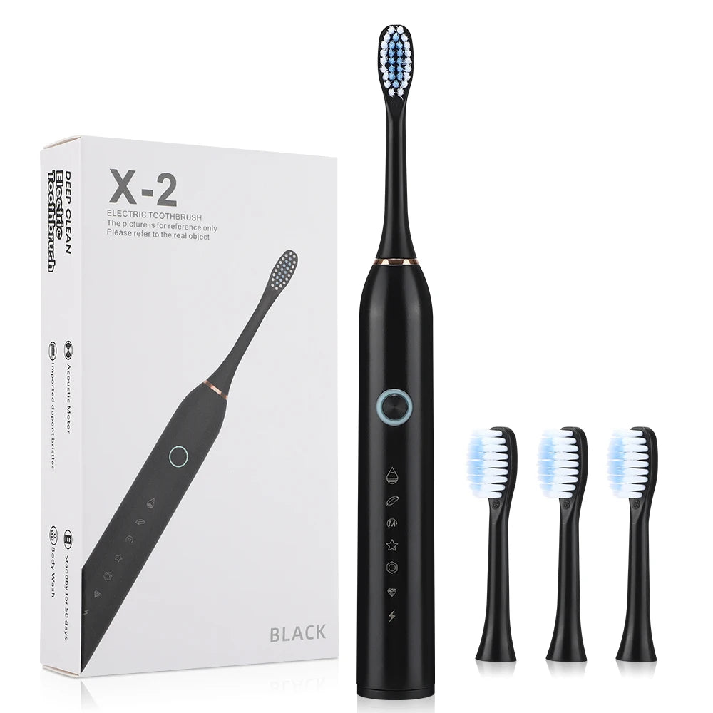Electric Toothbrush For Adults USB Rechargeable Sonic Toothbrush 6 Modes Cleaning Teeth Brush With 4PCS Replacement Heads IPX7