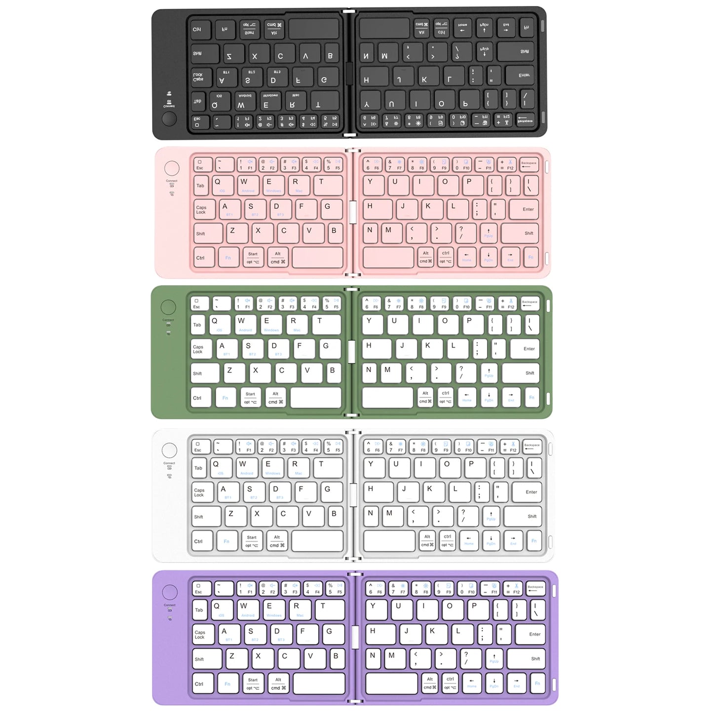 Portable BT Key Pad Magnetic Lock Ultra-Thin Folding Keyboards Type-C Charging Travel Wireless Keyboards for Smartphone/Tablet