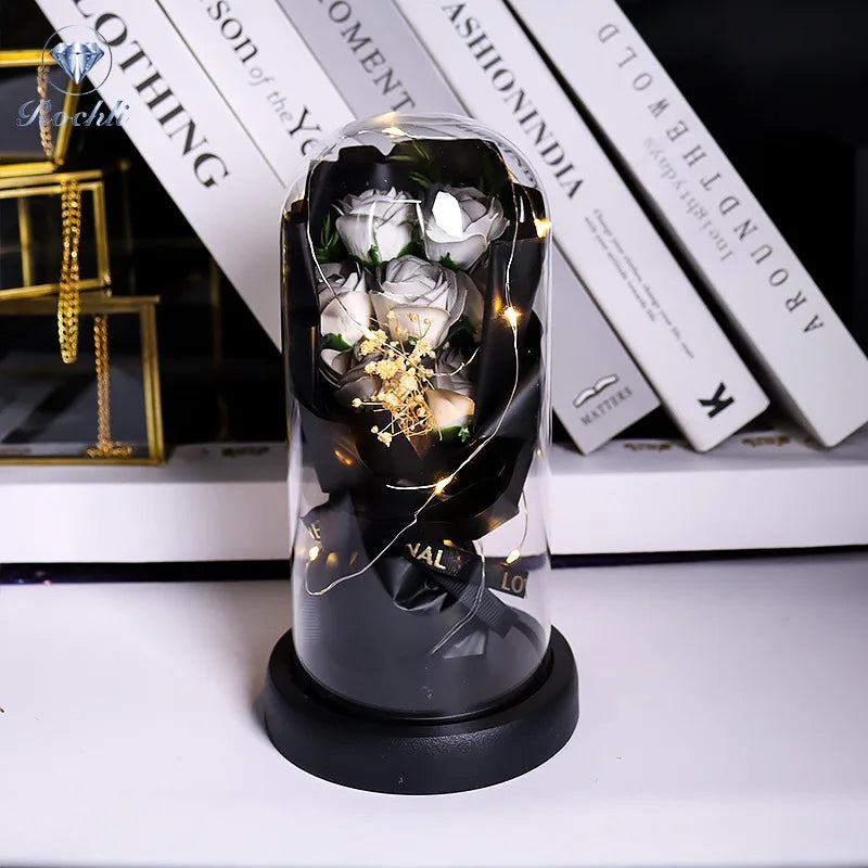 Rose Eternal Life Flower Starry Sky Glass Cover Living Room Decor Gift for Girlfriend Birthday Gift Valentine's Day Mother's Day