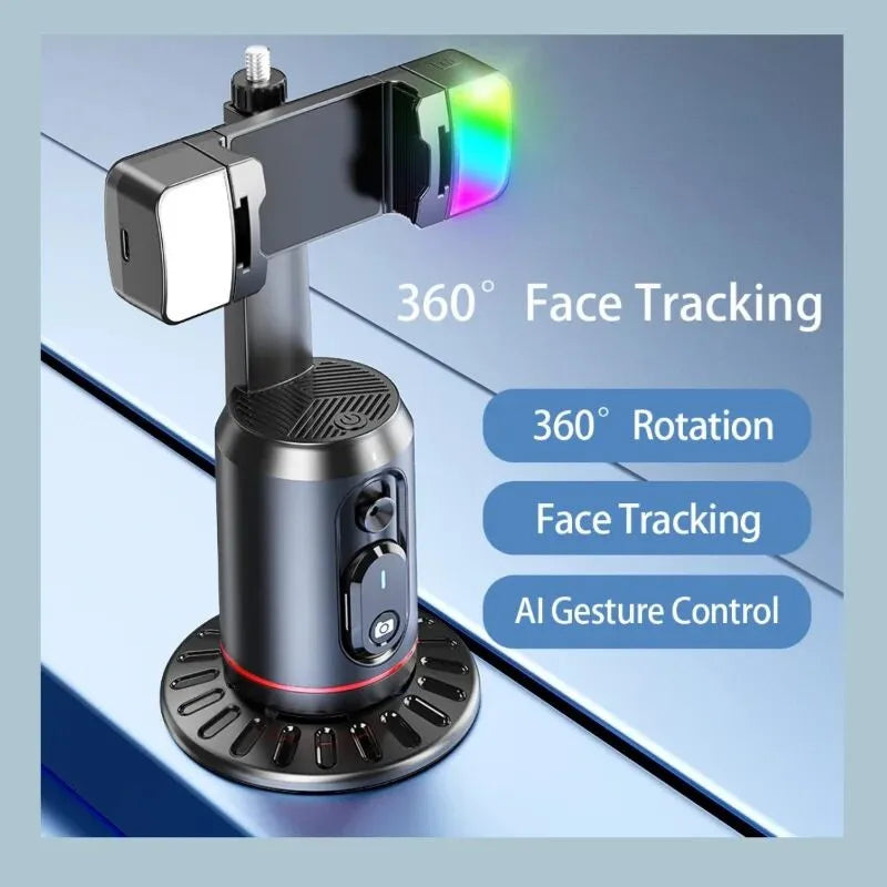 MEUYAG 360° Rotation Gimbal Stabilizer Selfie Stick Desktop Face Tracking Gimbal With Bluetooth Remote Shutter and Light Holder