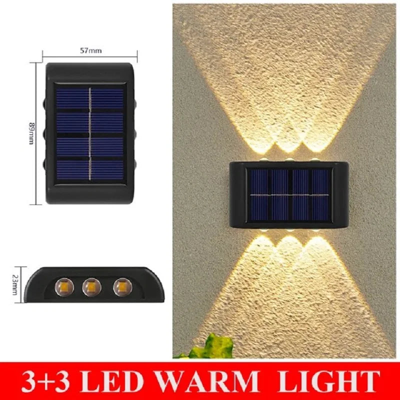 Solar Fence Lights Outdoor Wall Sconce Light LED Up and Down Waterproof Dusk to Dawn Lighting for Deck Stair Patio Yard