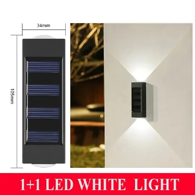 Solar Fence Lights Outdoor Wall Sconce Light LED Up and Down Waterproof Dusk to Dawn Lighting for Deck Stair Patio Yard