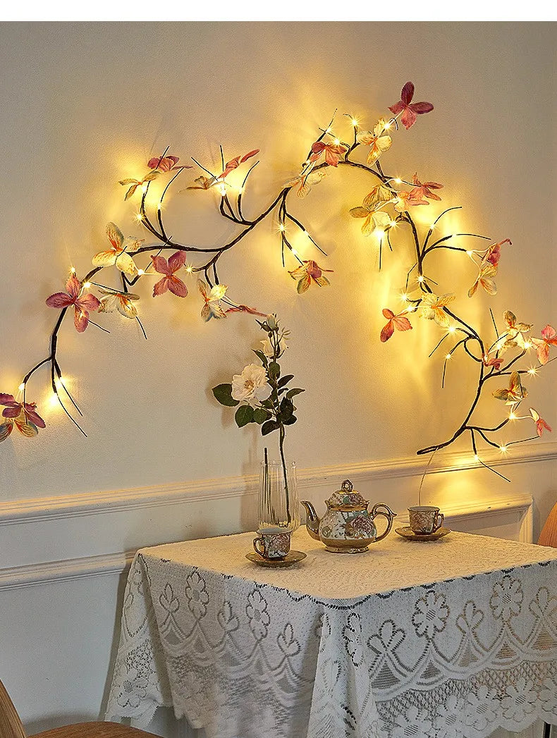164 of flexible 30 LED willow vine light with butterfly decoration, 8 modes, USB powered butterfly tree night light 1.6m/5.2
