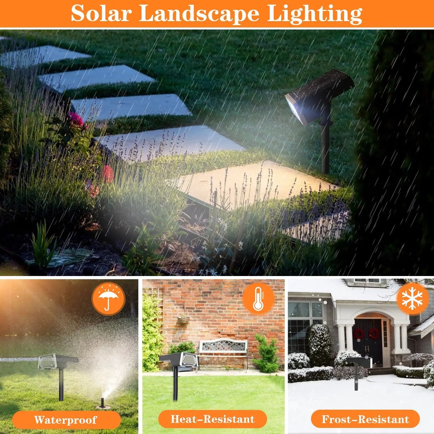 Solar Lawn Lamp Outdoor Adjustable Solar LED Wall Lights Sunlight Landscape Spotlights Yard Garden Driveway Path Light