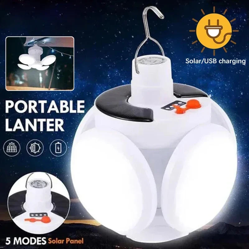 Solar Rechargeable Camping Lantern Light,Portable LED Flashlight,Outdoor Hanging Lamp,Hook,Multi Angle Lighting,Camping Fishing