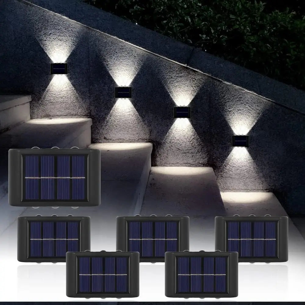 Solar Fence Lights Outdoor Wall Sconce Light LED Up and Down Waterproof Dusk to Dawn Lighting for Deck Stair Patio Yard