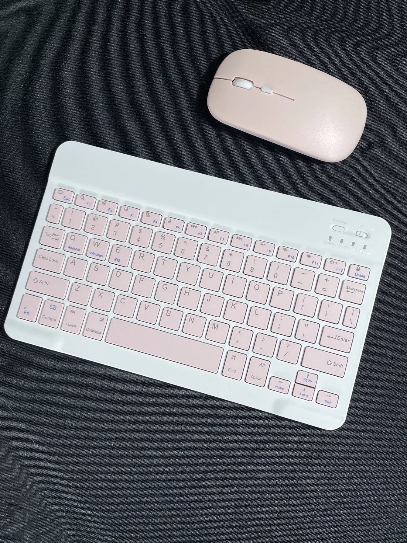 Wireless Blue Keyboard Mouse Compatible iPad Keyboard Computer Phone Tablet, Rechargeable Mute, Mini Keyboard Mouse Set