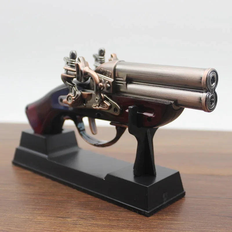 Retro Gun Shaped Gas Lighter Creative Desktop Decoration Windproof Red Flame Metal Cool Office Living Room Decoration Men's Gift