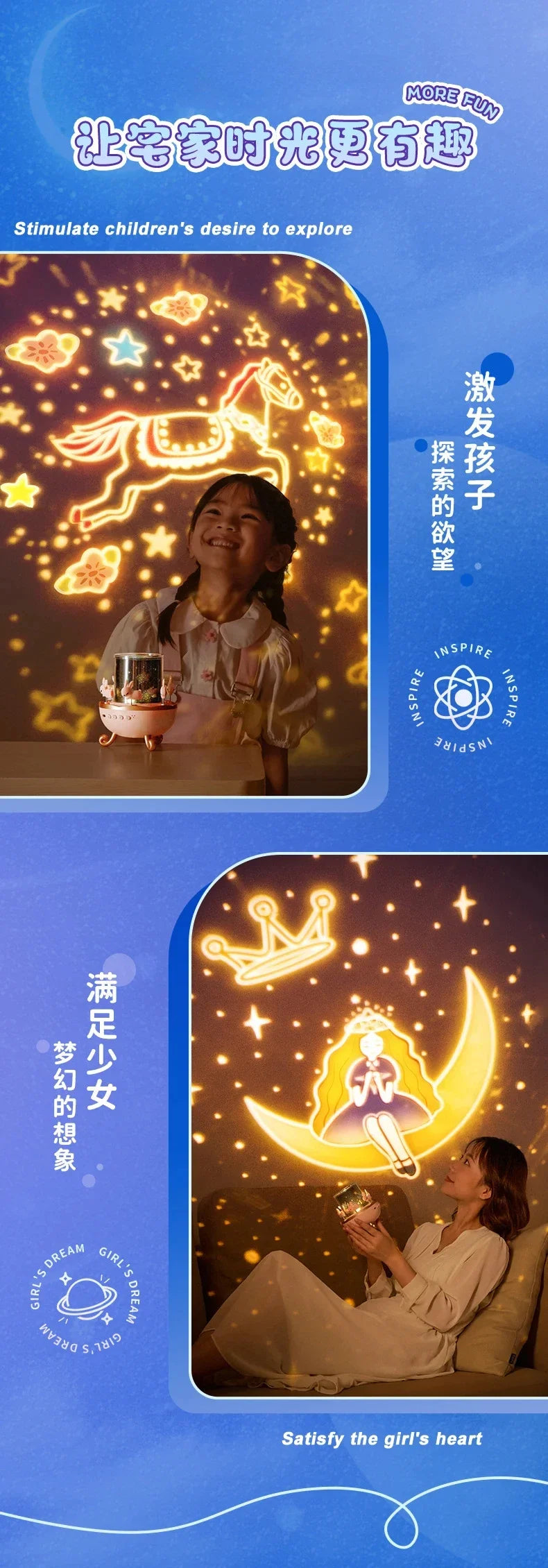 Star sky projection, small night light, carousel, horse, remote control, bluetooth audio, beautiful birthday gifts, night lamps