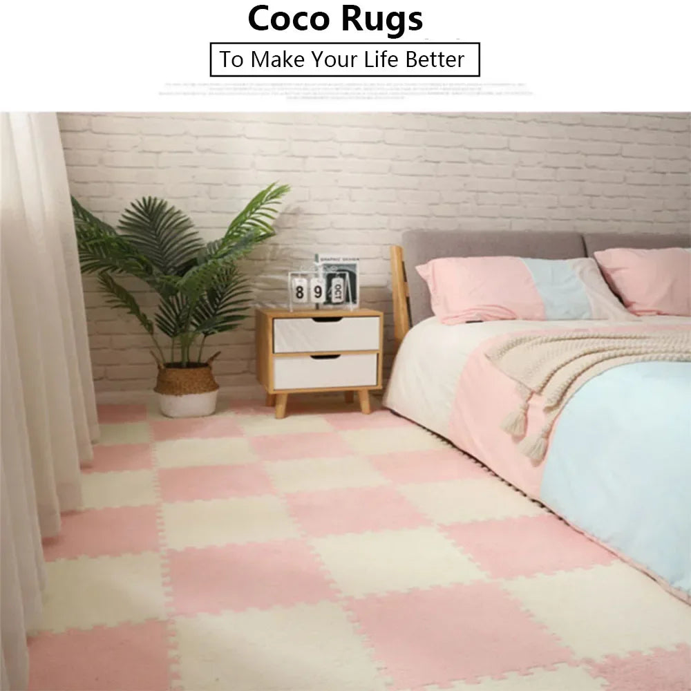 30*30cm Plush Rugs Bedroom Bedside Patchwork Carpets Window Cushion Ins Style Foam Cushion Cut Remove and Wash Patchwork Mats