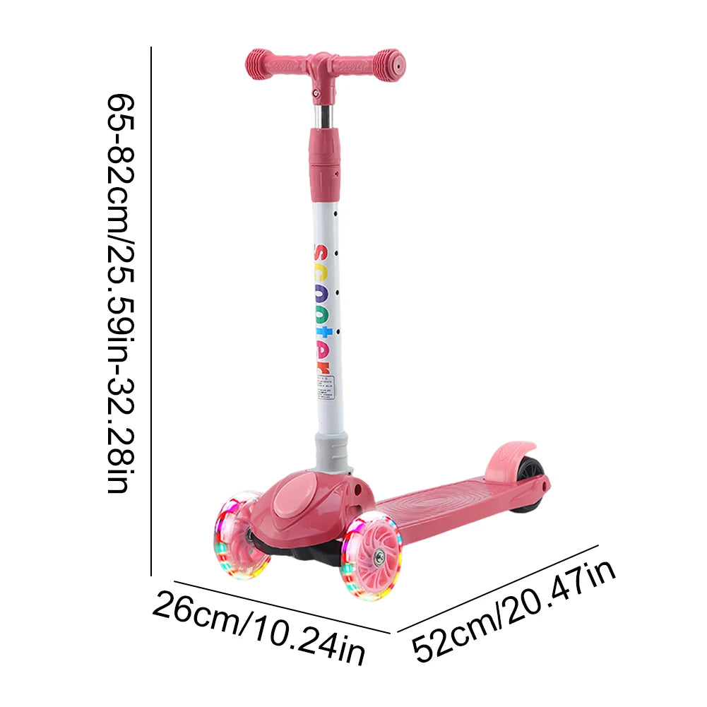 Kick Scooter Light-Up Wheels 3 Wheel Scooter Adjustable Height Kids Push Scooter Non-Slip Deck for Children Ages 3-10