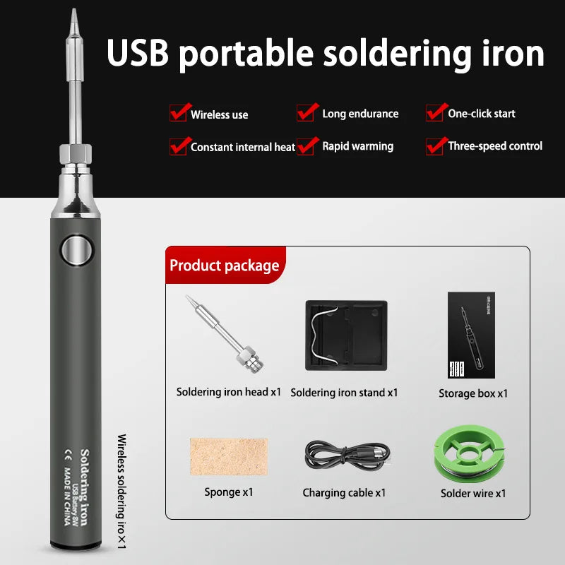Wireless Charging Electric Soldering Iron Solder Iron Mini Portable Soldering Iron Tip Rework Accessories Tool Parts NEW