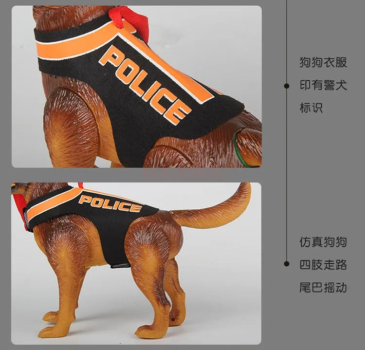 Electric toy dog can bark when walking, children's boy toy simulation plastic police dog