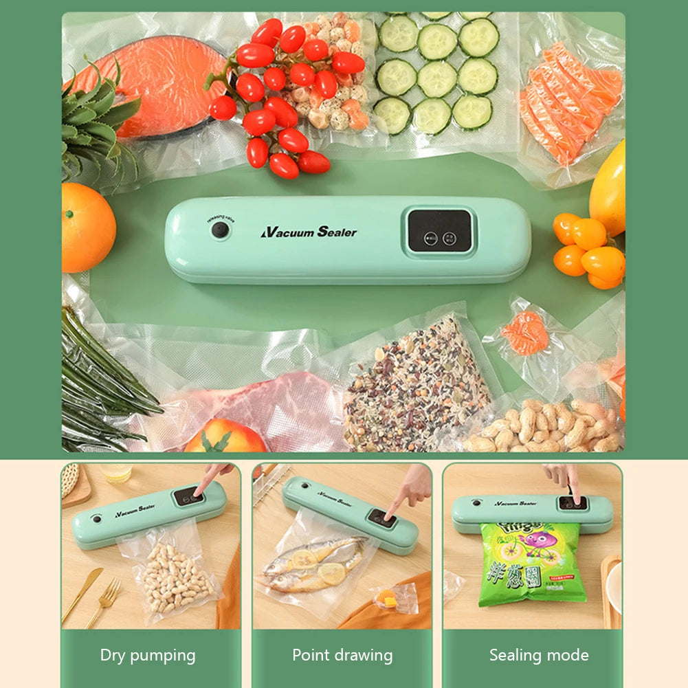 Food Vacuum Saver Dry & Moist Food Modes Food Saver With Bag Cutter with 10Pcs Seal Bags