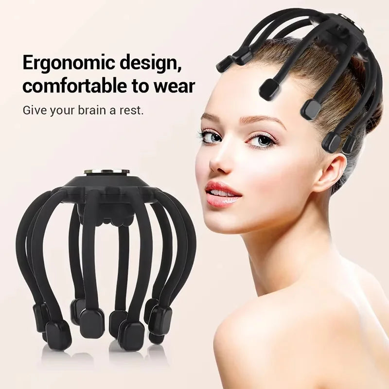 Head Massager Electric Octopus Claw Anti Stress Hair Massage Rechargable Bluetooth Therapy Device Head Scratcher Scalp Massager